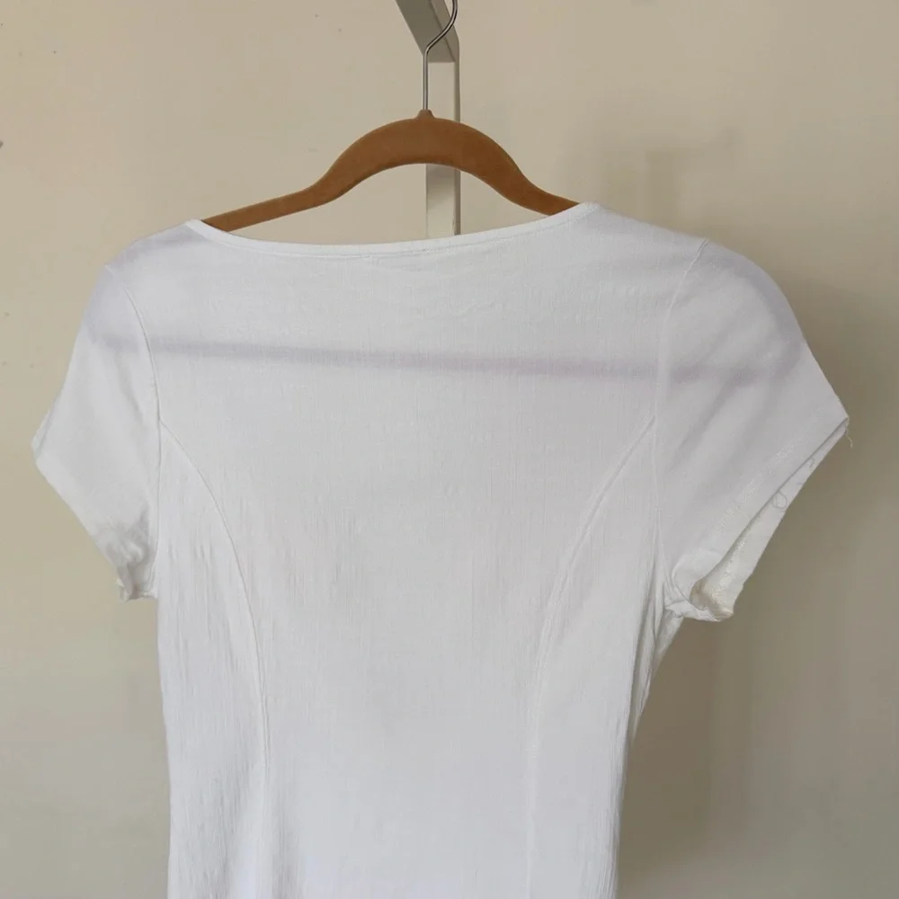 Free People White Bodysuit EUC Intimately Deep Conversations S/S v neck Size M - Picture 7 of 8